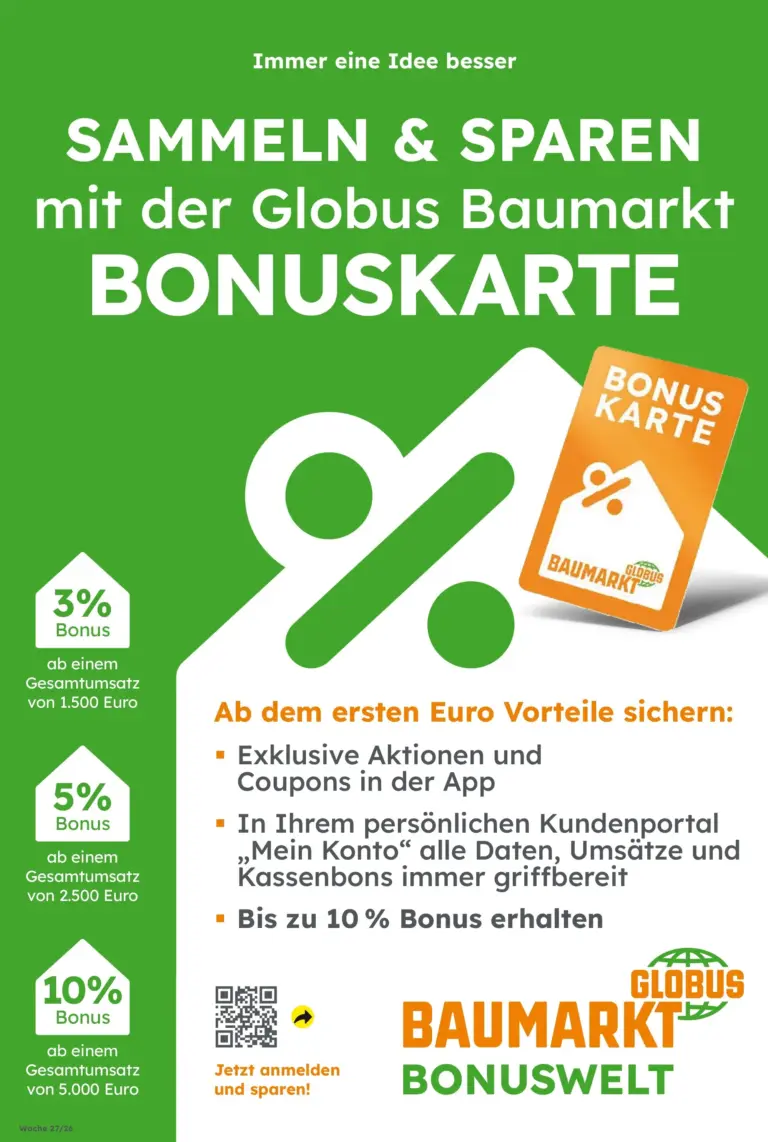 Globus Baumarkt Prospekt ab 29.06.2026