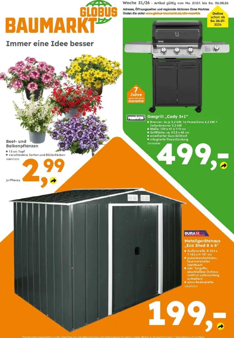Globus Baumarkt Prospekt ab 26.07.2026