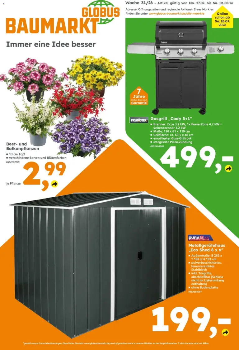 Globus Baumarkt Prospekt ab 27.07.2026