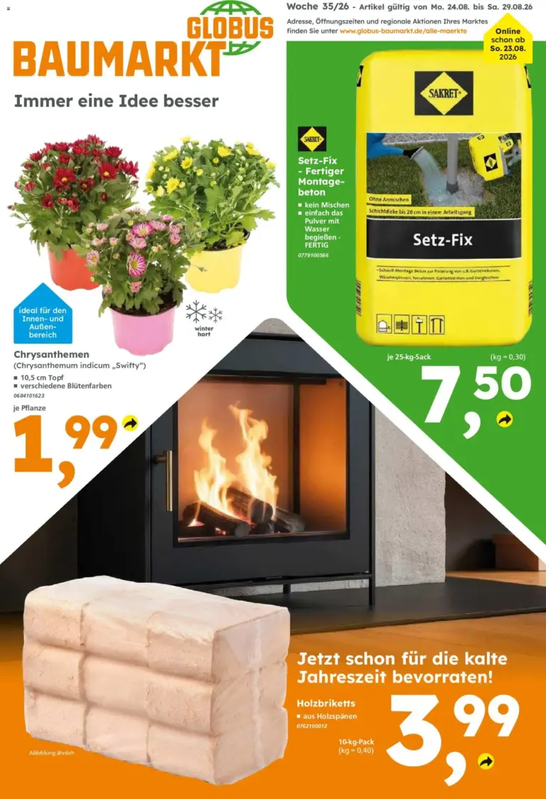 Globus Baumarkt Prospekt ab 24.08.2026