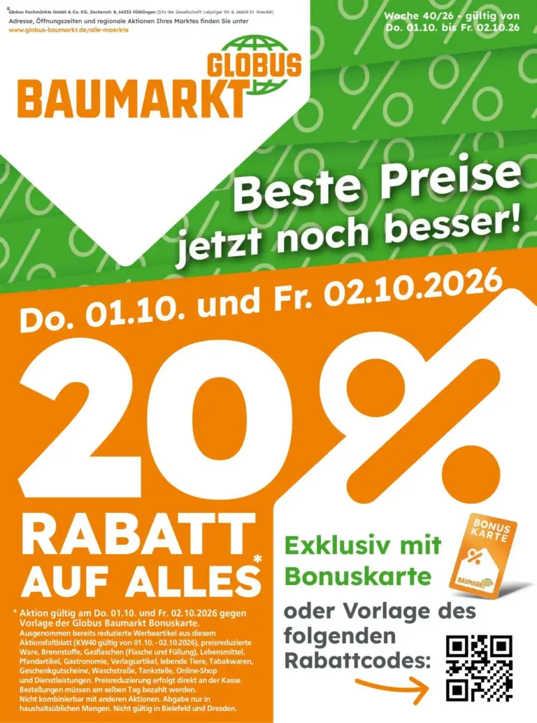 Globus Baumarkt Prospekt ab 01.10.2026